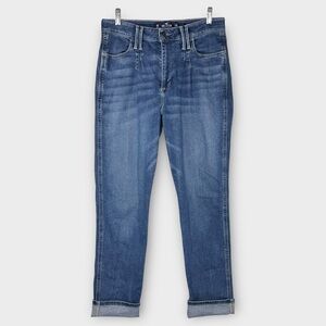 Hollister Ultra High-Rise Mom Jeans 30 Vintage Stretch Medium Wash 11R Tapered